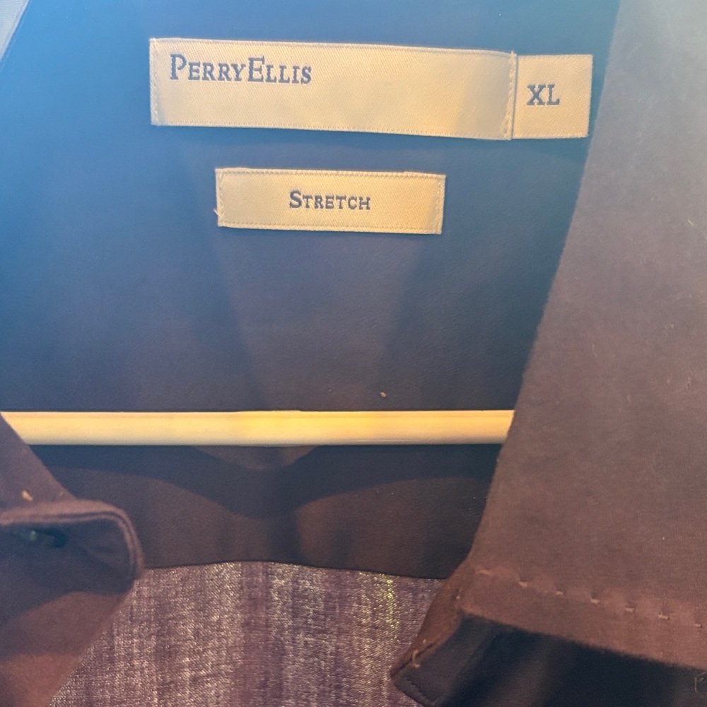 Perry Ellis Dark Brown Stretch Shirt XL